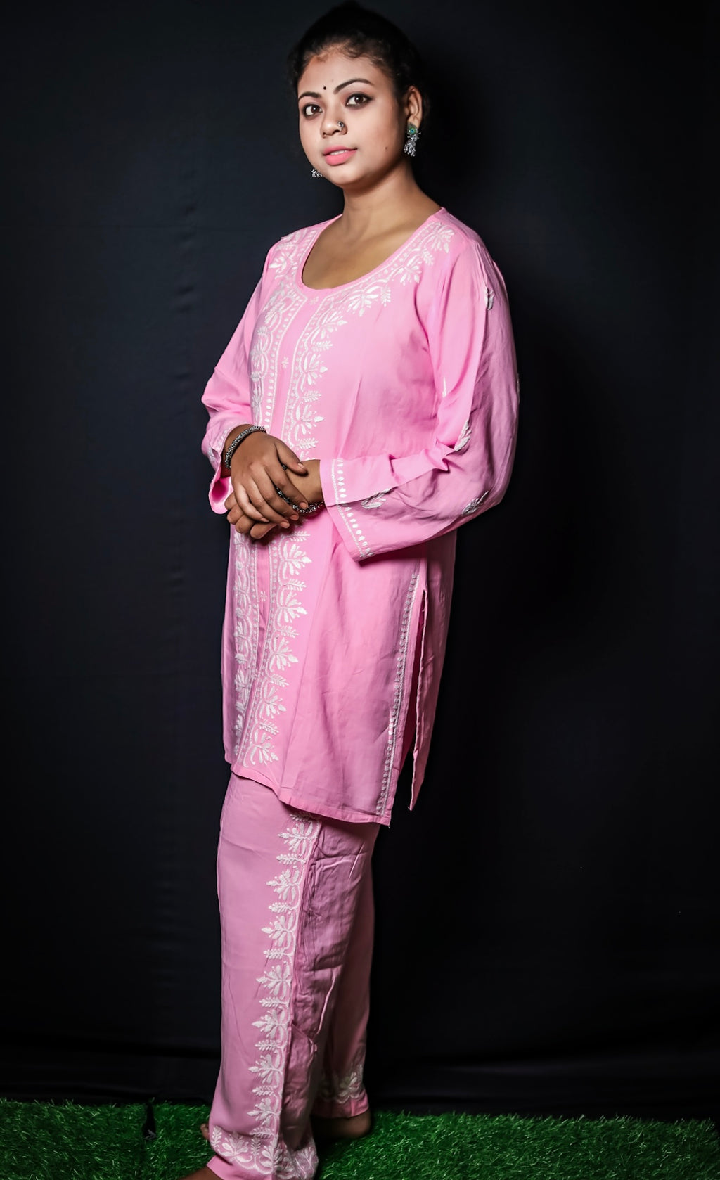 Pink Modal Chikankari Co-ord Set