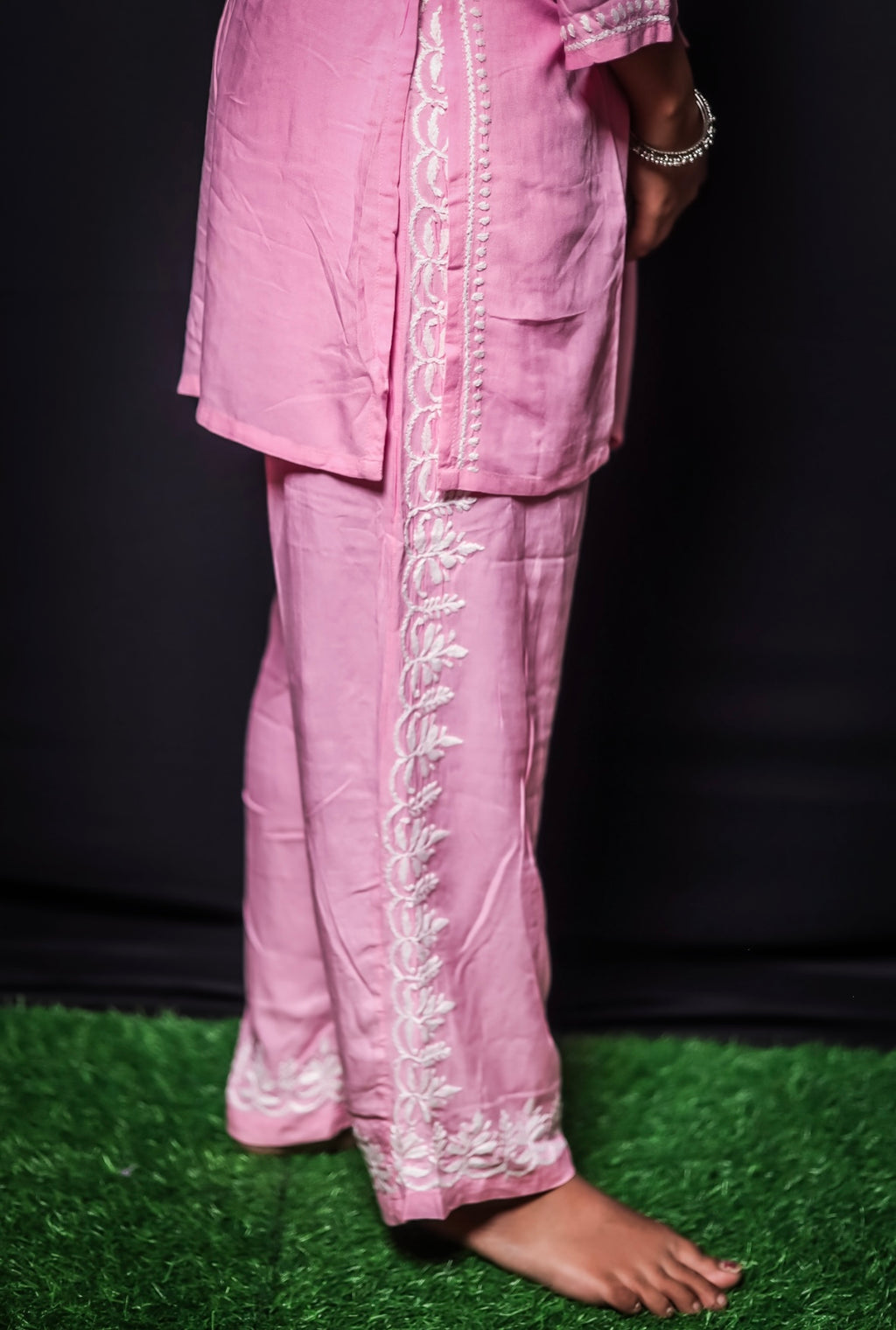 Pink Modal Chikankari Co-ord Set
