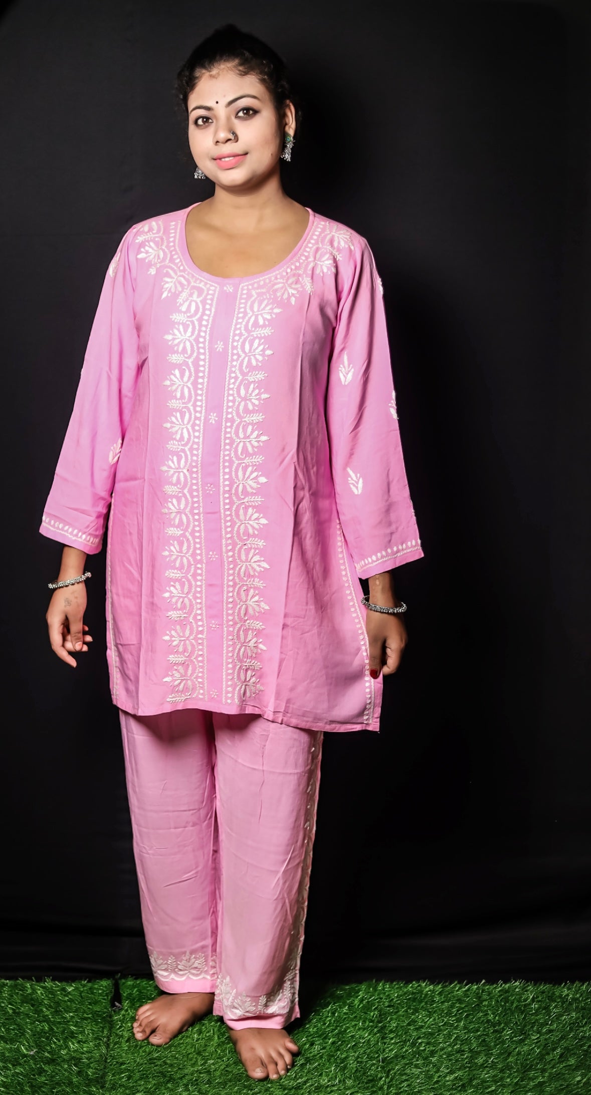 Pink Modal Chikankari Co-ord Set