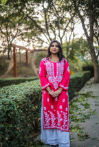 Magenta Rayon Chikankari Kurti