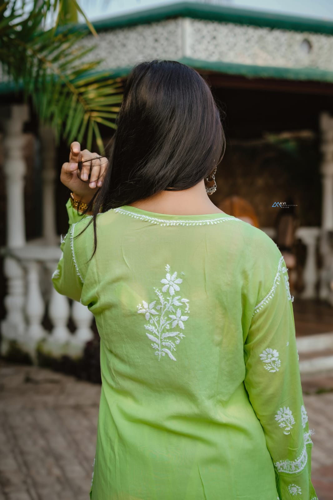 Green Chikankari Kurti — Handcrafted Elegance