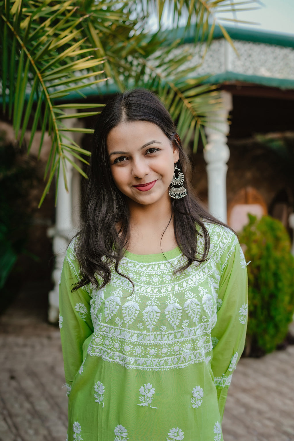 Green Modal Chikankari Kurti