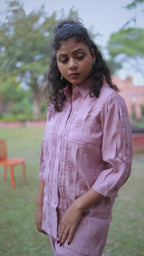 Poly Cotton Chikankari Shirt-Style Co-ord Set