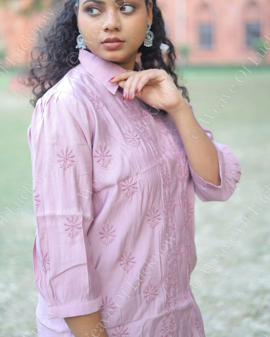 Poly Cotton Chikankari Shirt-Style Co-ord Set photo 4