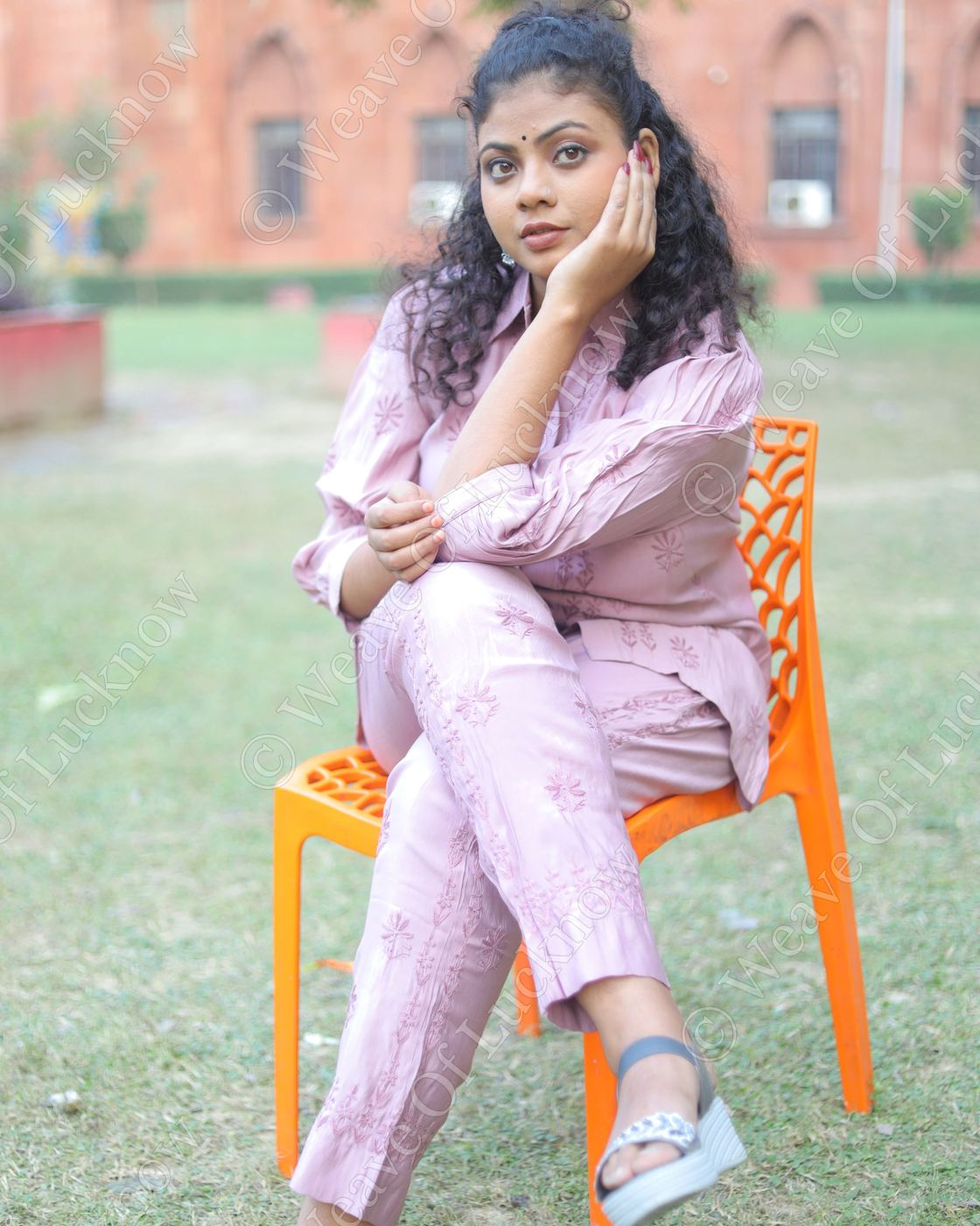 Poly Cotton Chikankari Shirt-Style Co-ord Set photo 3