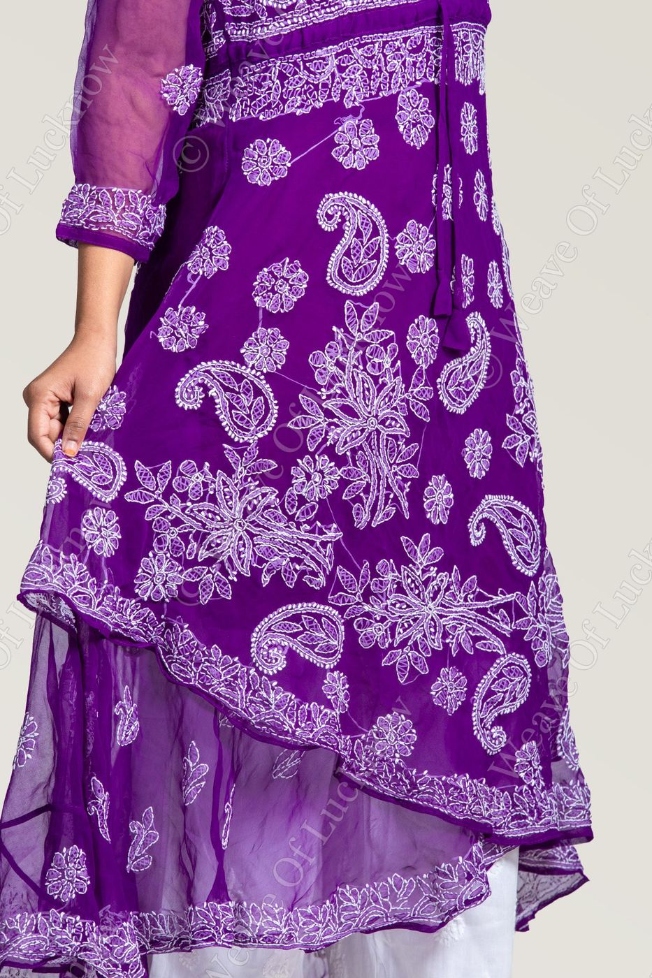 Violet Chikankari Layered Kurti photo 3