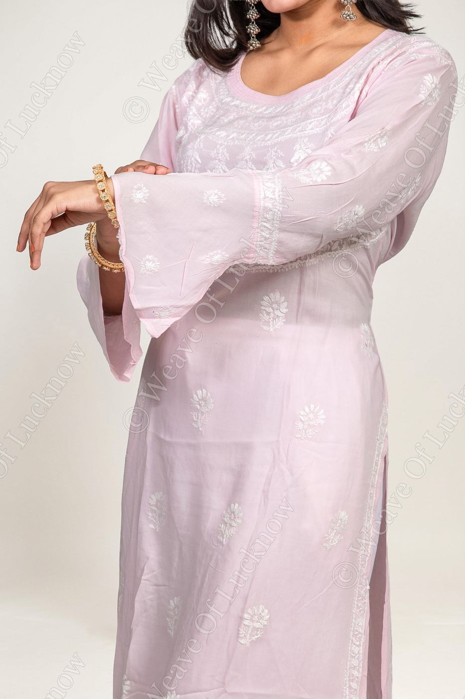 Baby Pink Modal Chikankari Kurti photo 3