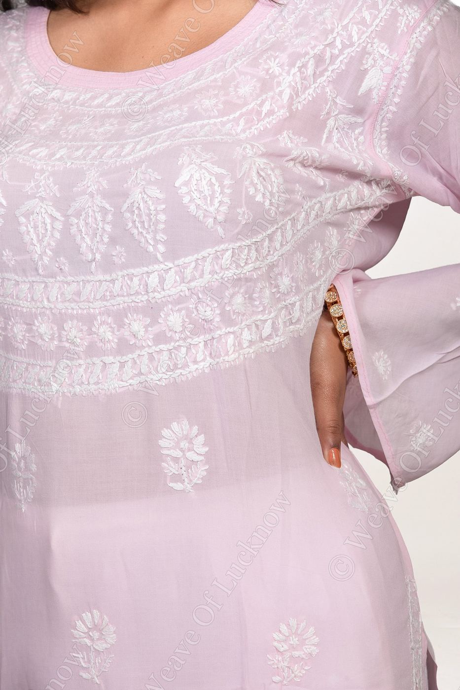 Baby Pink Modal Chikankari Kurti photo 4