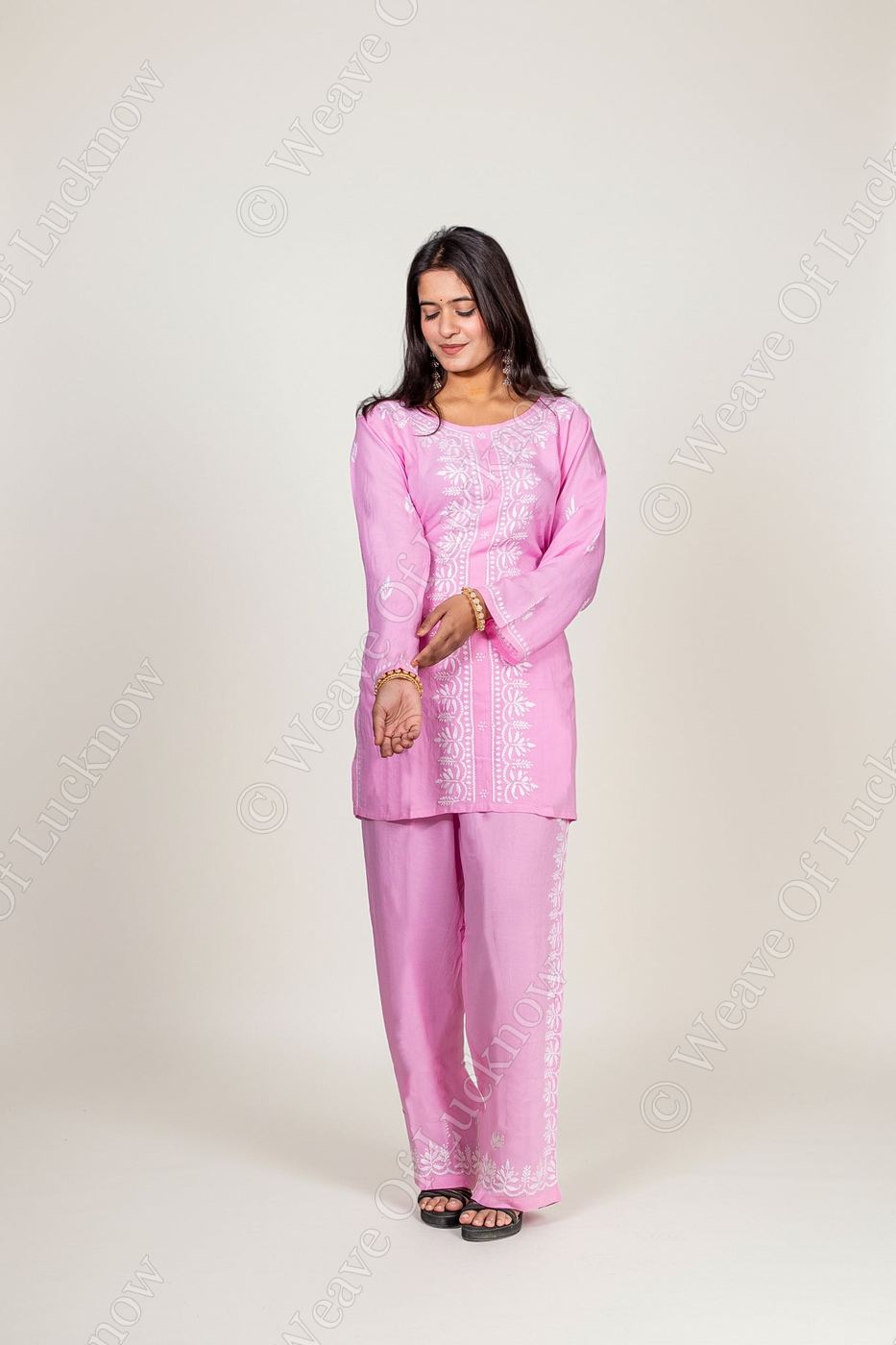 Pink Modal Chikankari Co-ord Set