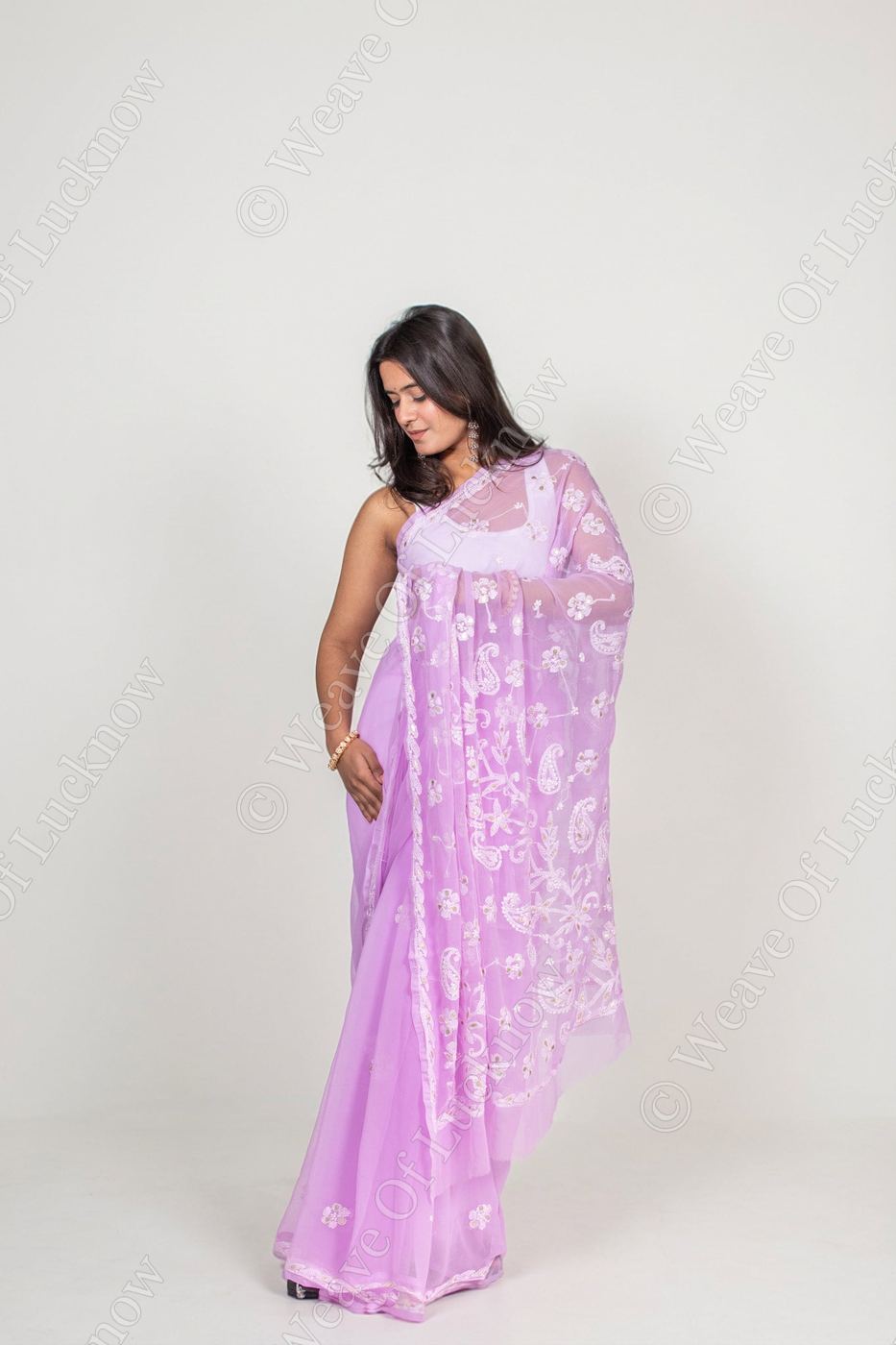 Purple Chikankari Saree