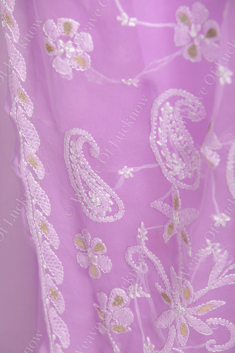 Purple Chikankari Saree photo 4