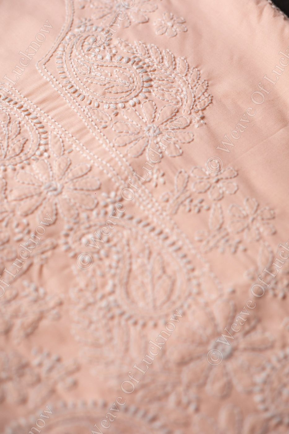 Peach Perfection: Hand-Embroidered Chikankari Unstitched Dress Material Set photo 4