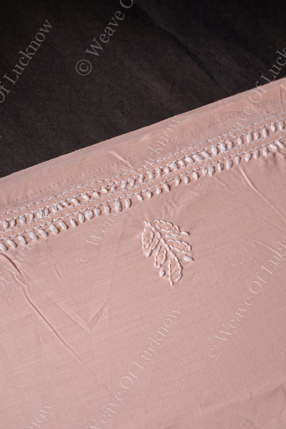 Peach Perfection: Hand-Embroidered Chikankari Unstitched Dress Material Set photo 7