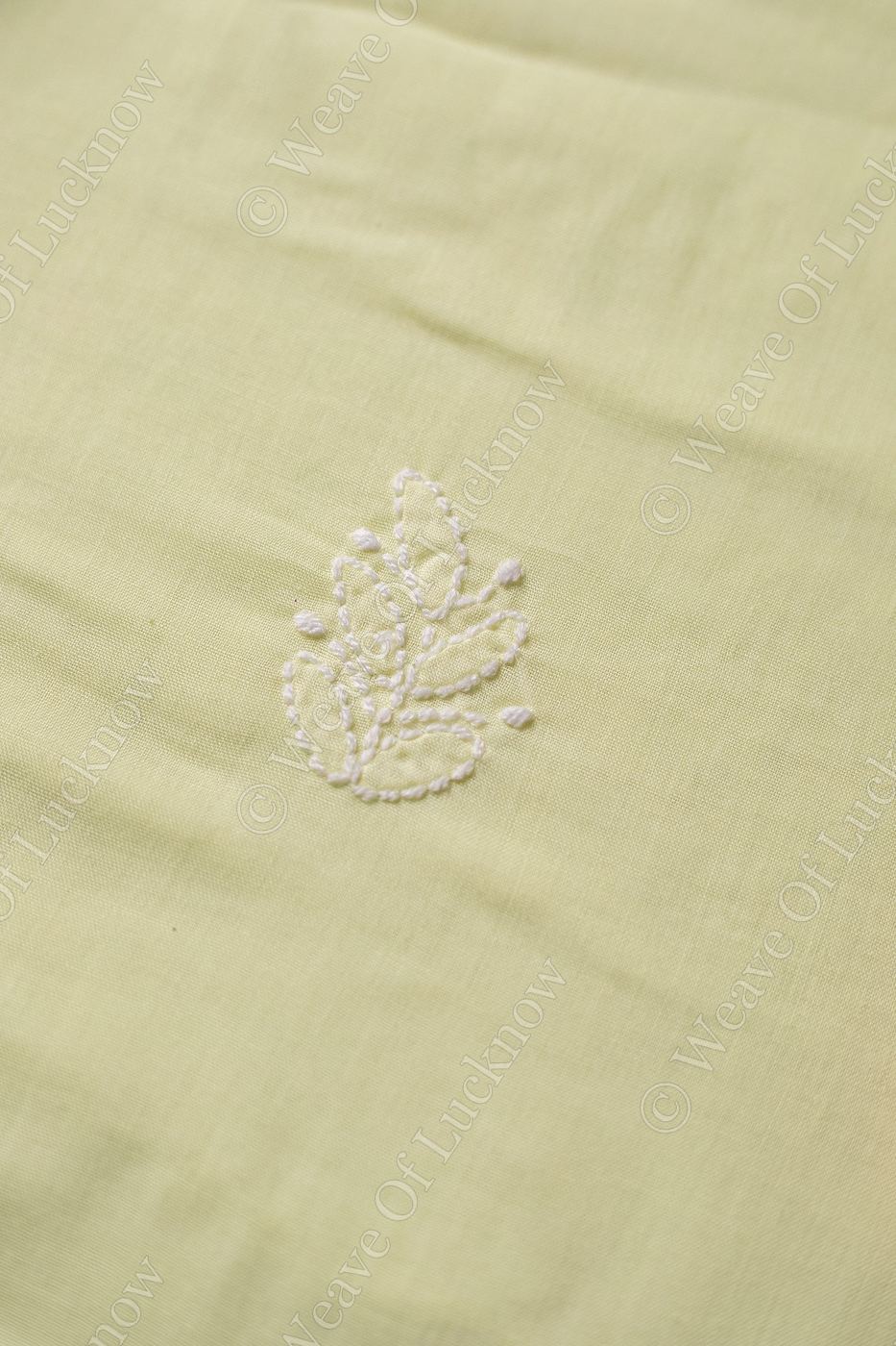 Light Yellow Hand-Embroidered Chikankari Unstitched Dress Material photo 4