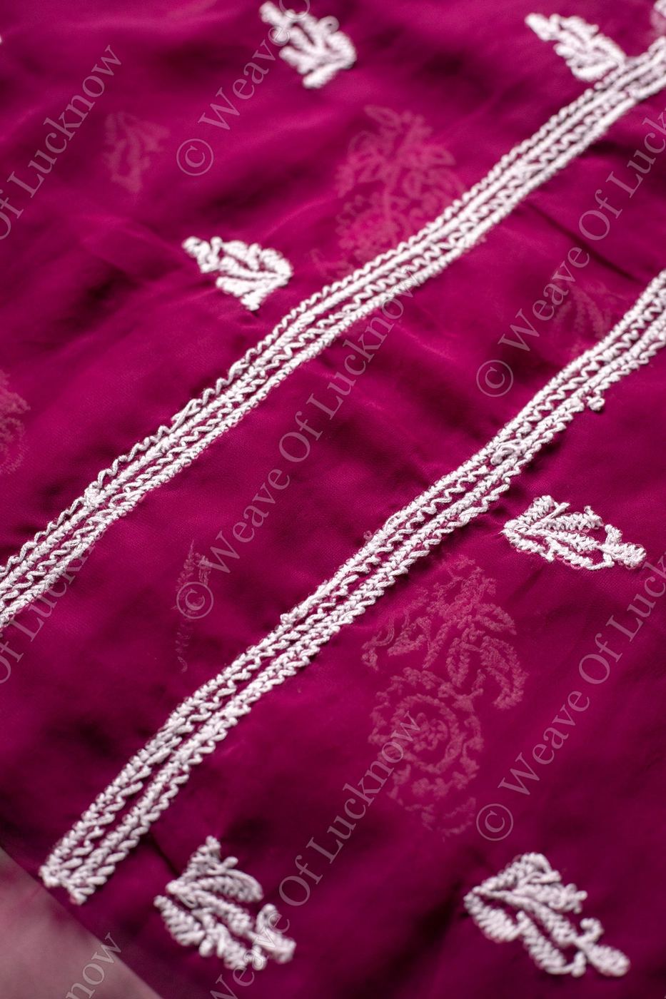 Wine Georgette Chikankari 3-Piece Unstitched Dress Material photo 5
