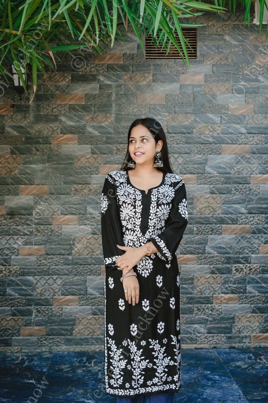 Black Rayon Chikankari Kurti