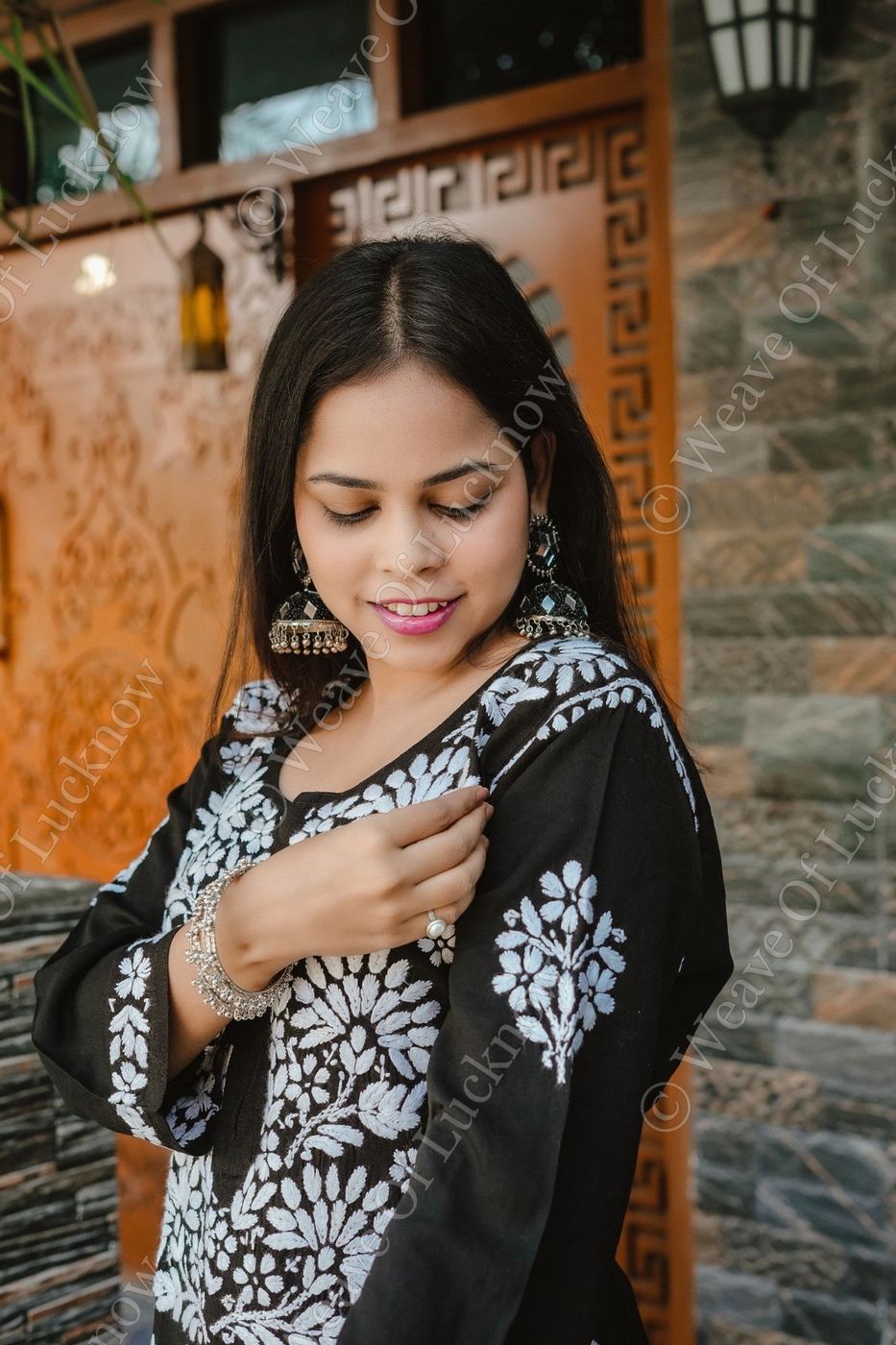 Black Rayon Chikankari Kurti photo 4