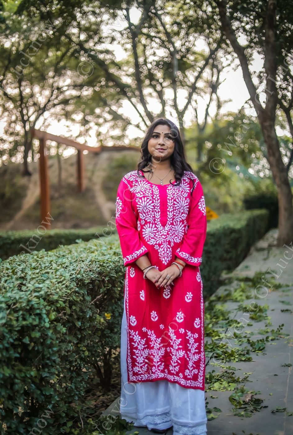 Magenta Rayon Chikankari Kurti