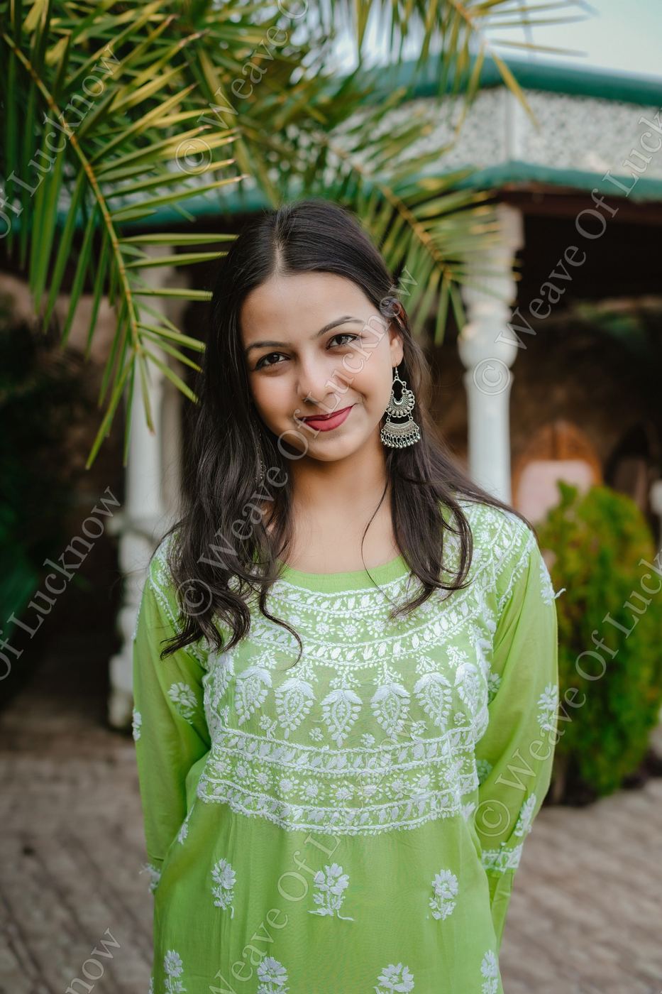 Soft Green Modal Chikankari Kurti with Paisley Motifs photo 5